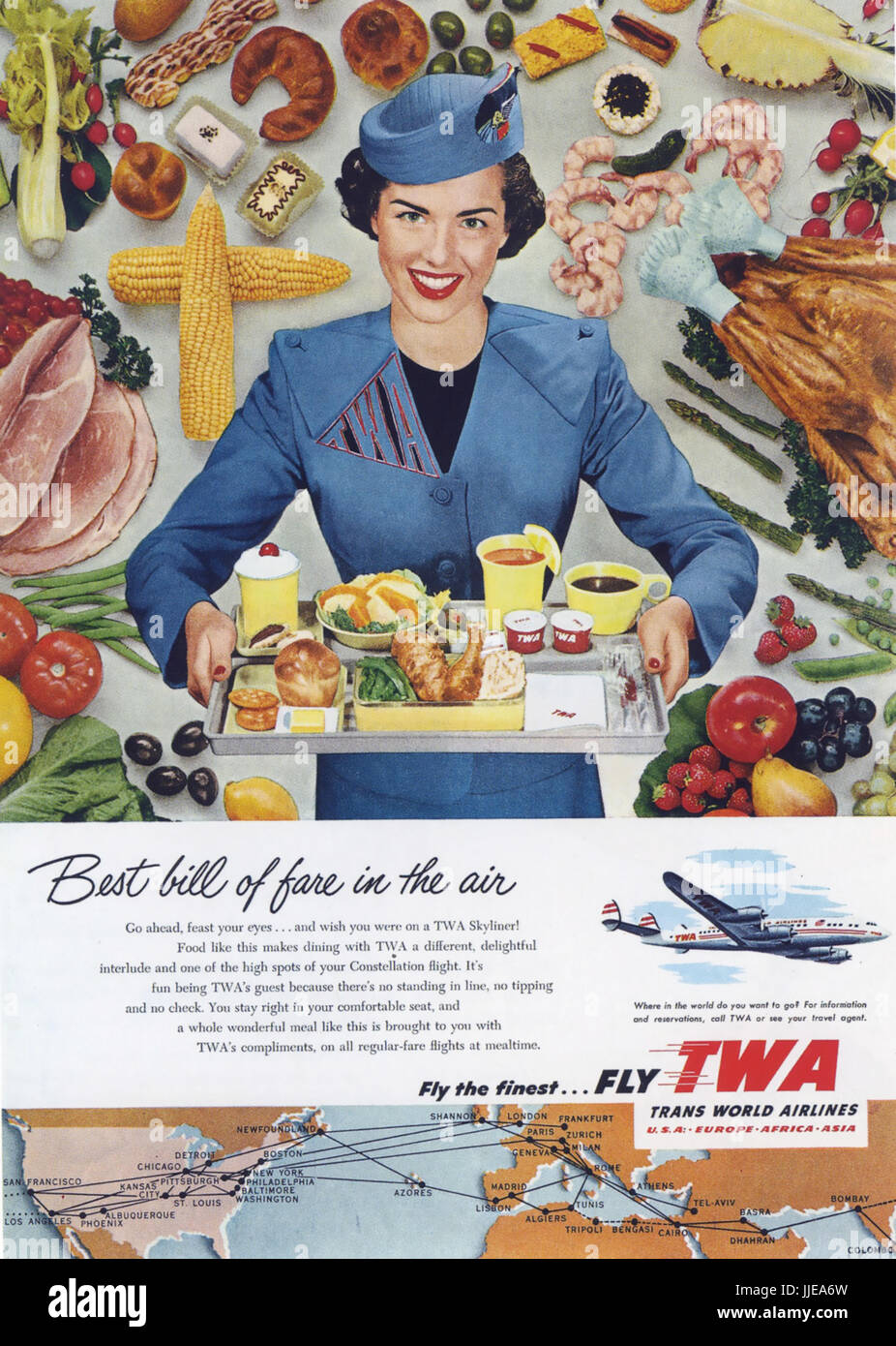 En 1953 Annonce de TWA Banque D'Images