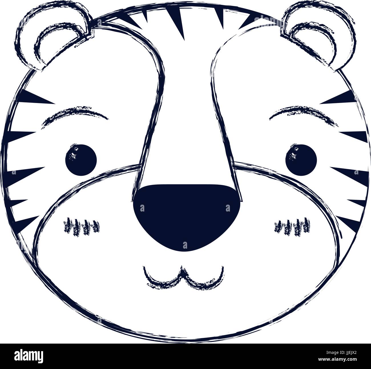 Silhouette floue mignon visage d'expression bonheur tigre Illustration de Vecteur