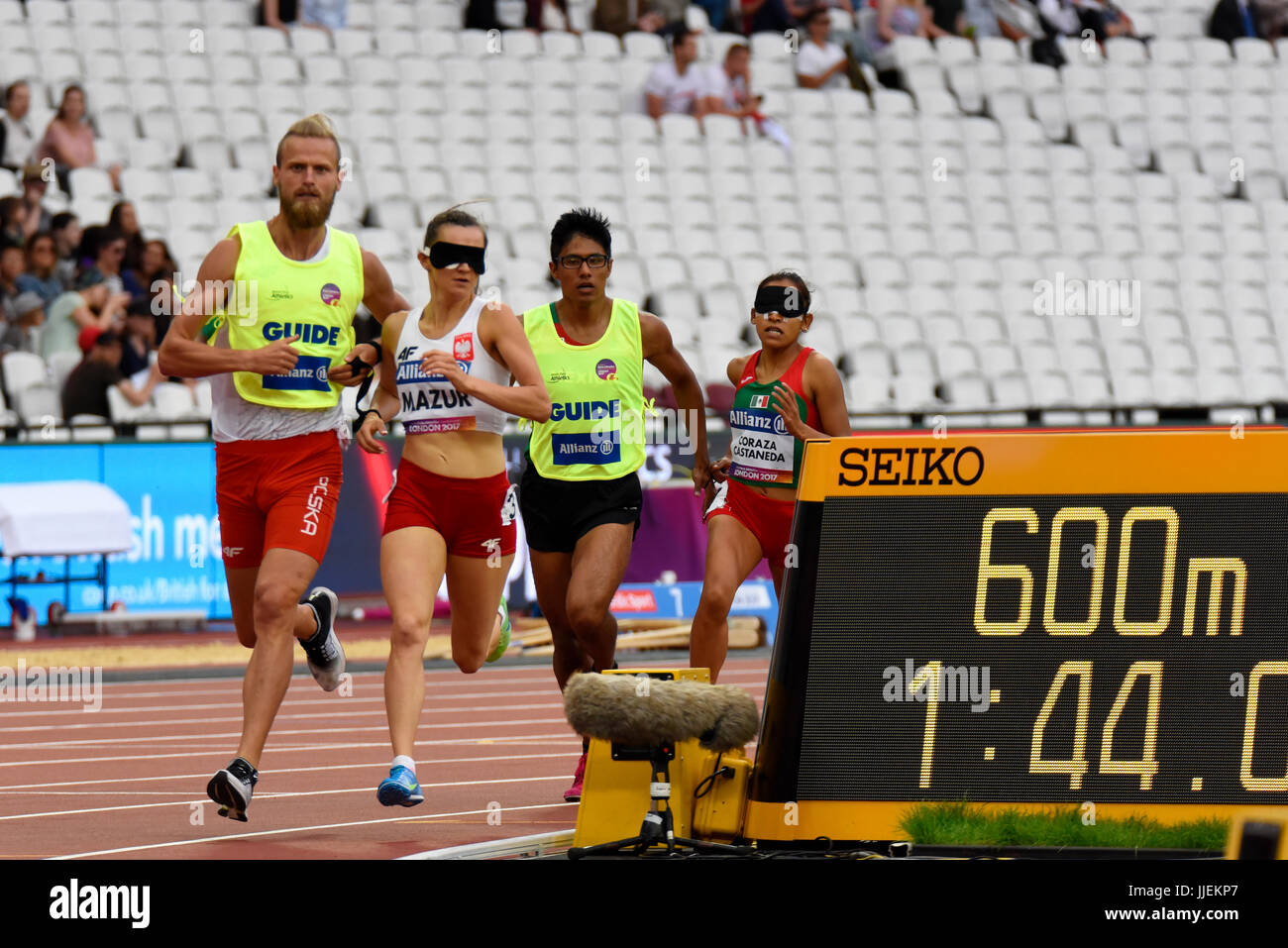 Joanna Mazur participe aux Championnats du monde de para-athlétisme au Stade Olympique de Londres. Femme T11 800 M.. Malvoyants Banque D'Images