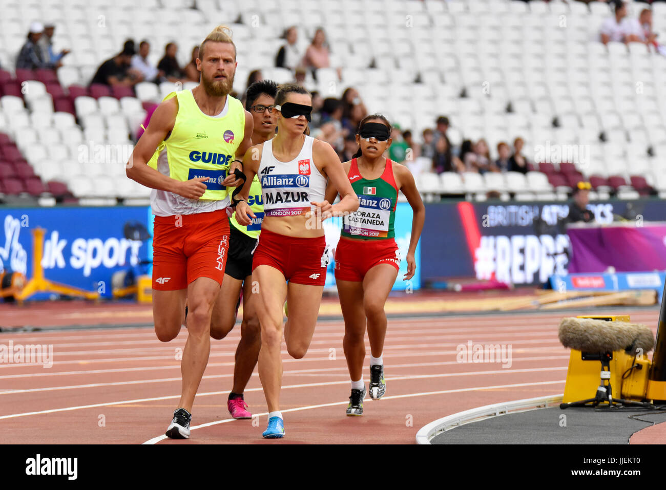 Joanna Mazur participe aux Championnats du monde de para-athlétisme au Stade Olympique de Londres. Femme T11 800 M.. Malvoyants Banque D'Images