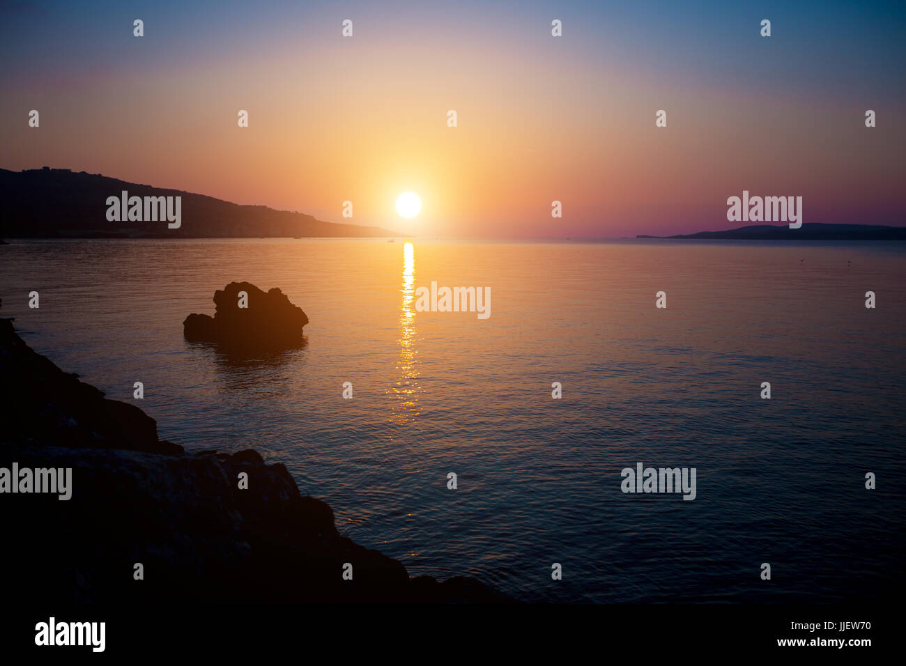 coucher de soleil sur la mer Banque D'Images