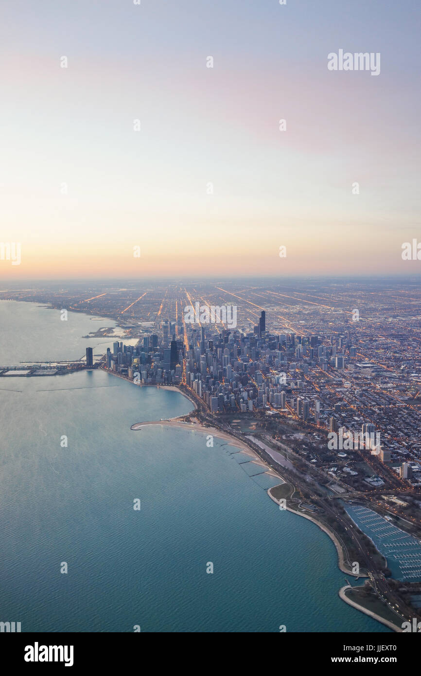 Horizon de Chicago Sunrise Banque D'Images