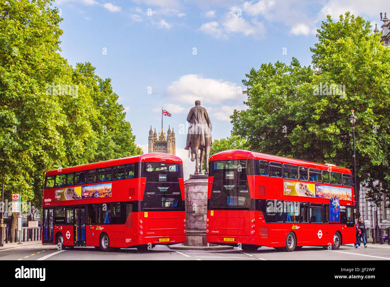 Road Block style London pendant la F1 (Formule 1) en direct. Banque D'Images