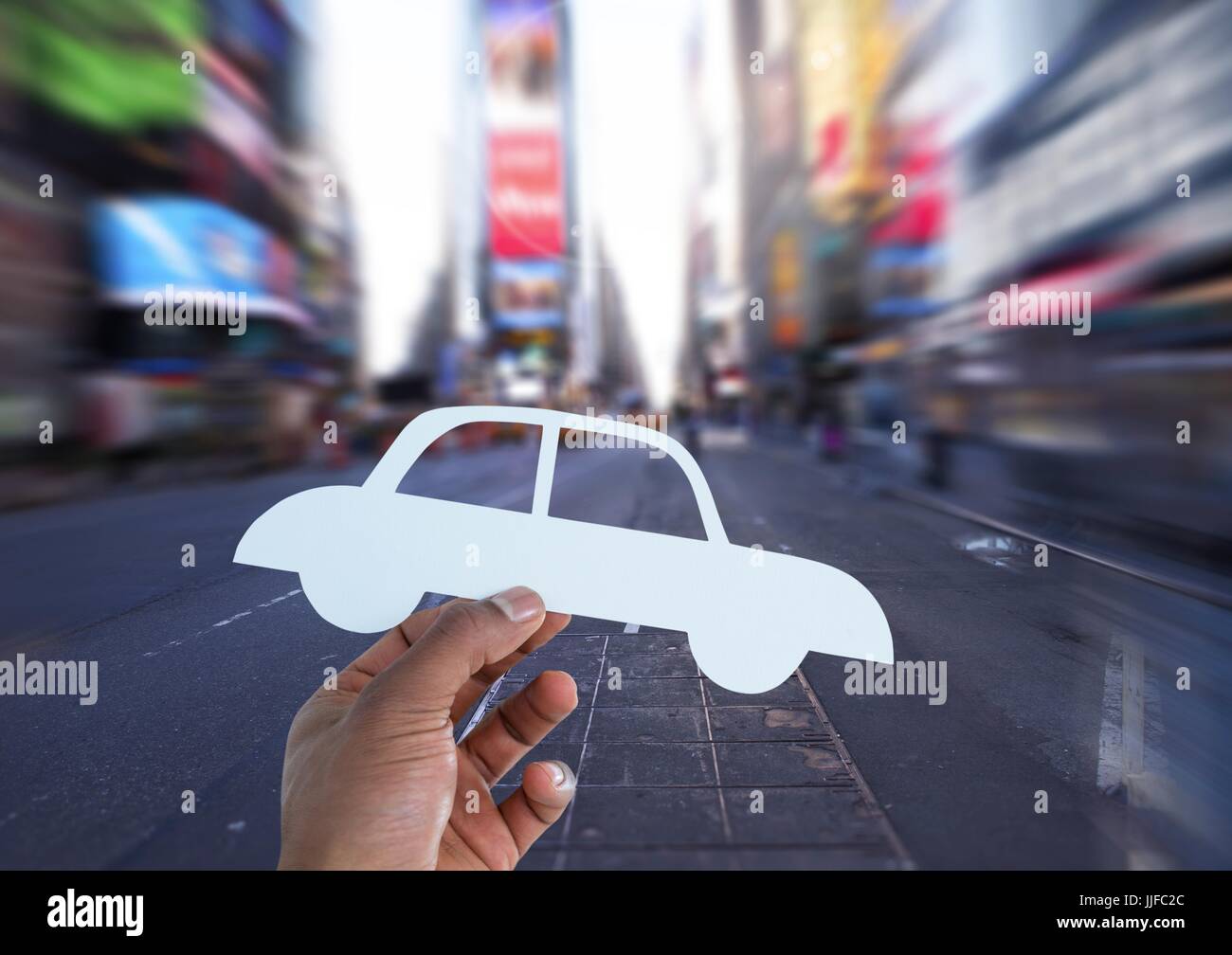 Digital composite de Cut out car on street Banque D'Images