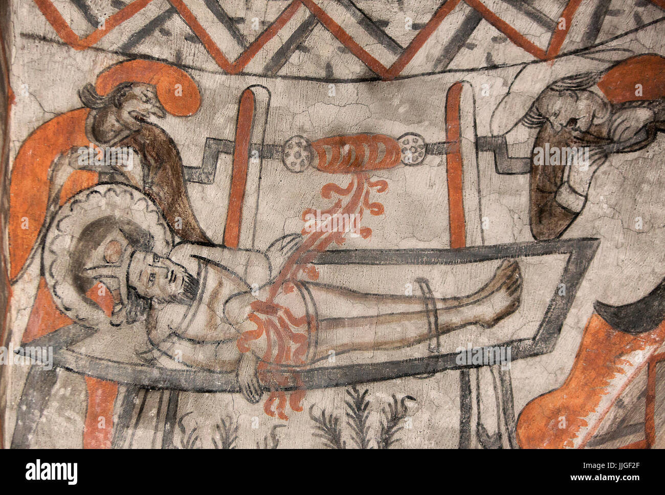Fresque religieuse médiévale danois au 13ème siècle de style gothique Église Utiliser représentant une scène de torture par le maître de l'année autour d'Isefjord 1475 UN Banque D'Images