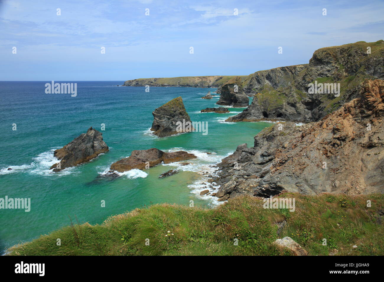 Bedruthan steps (Carnewas), North Cornwall, England, UK Banque D'Images