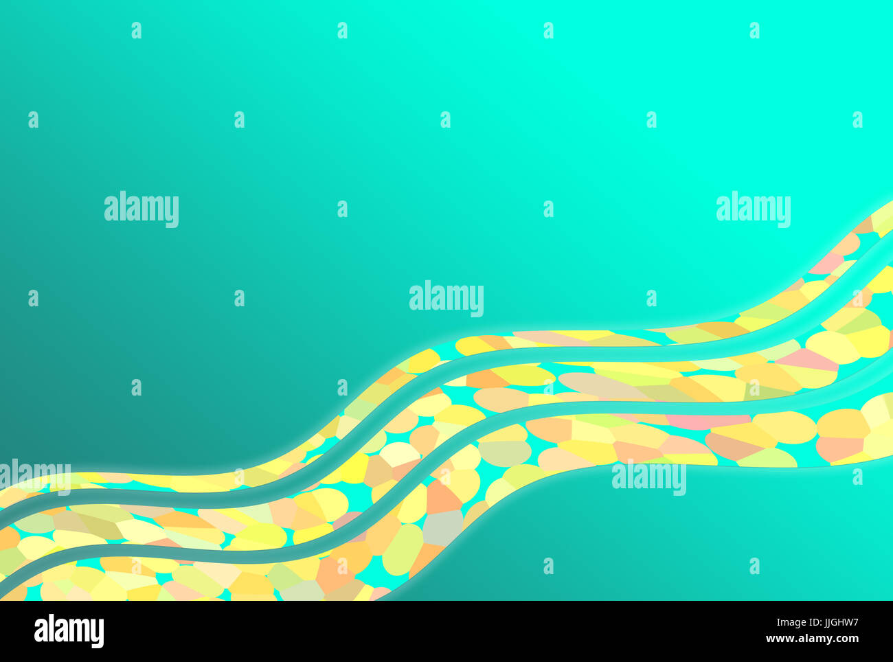 Arrière-plan simple bleu mosaïque avec des vagues. Arrière-plan simple bleu dégradé bleu avec des vagues et mosaïque Banque D'Images