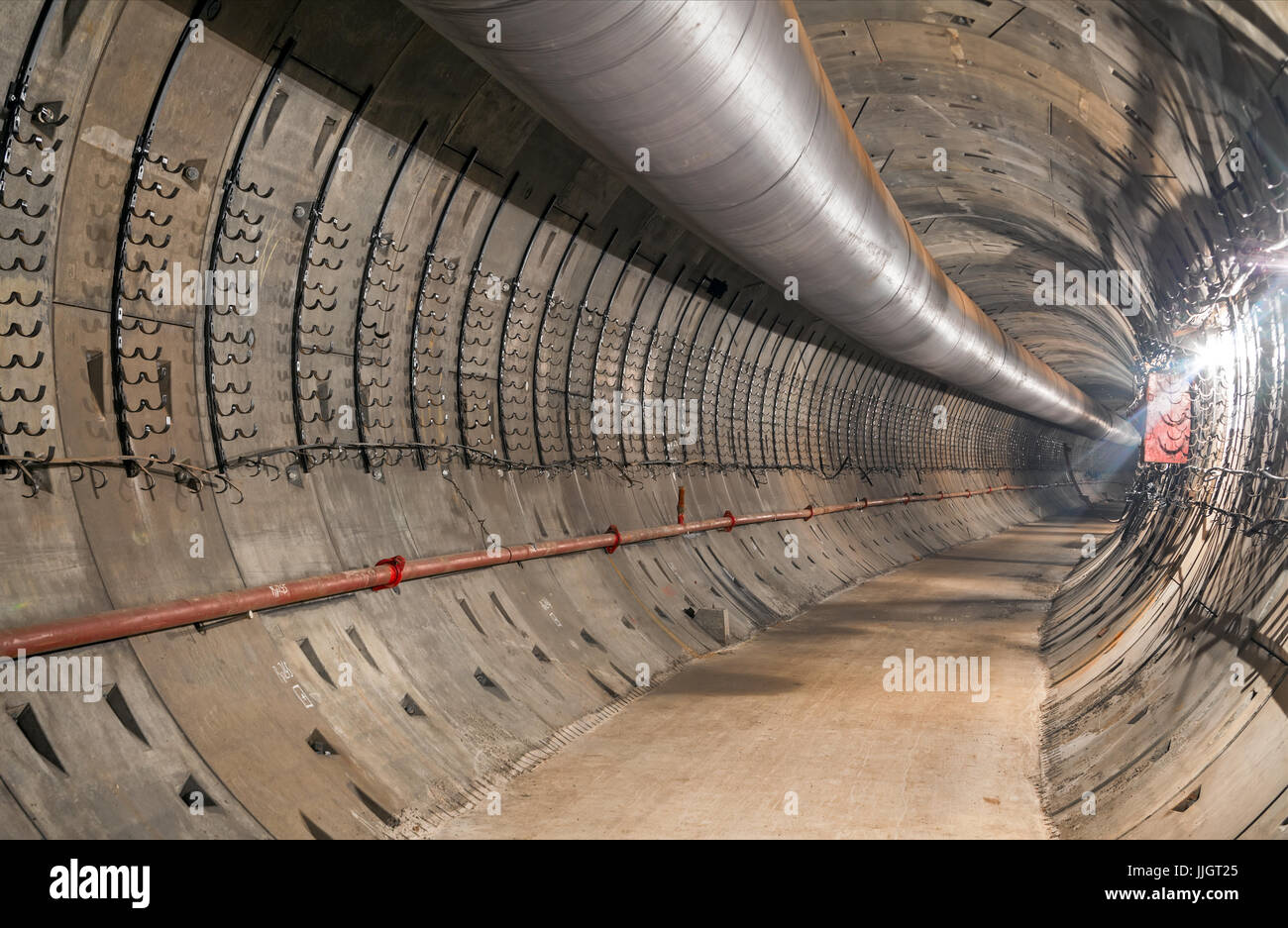 Construction du métro tunnel. Tourner le tunnel Banque D'Images