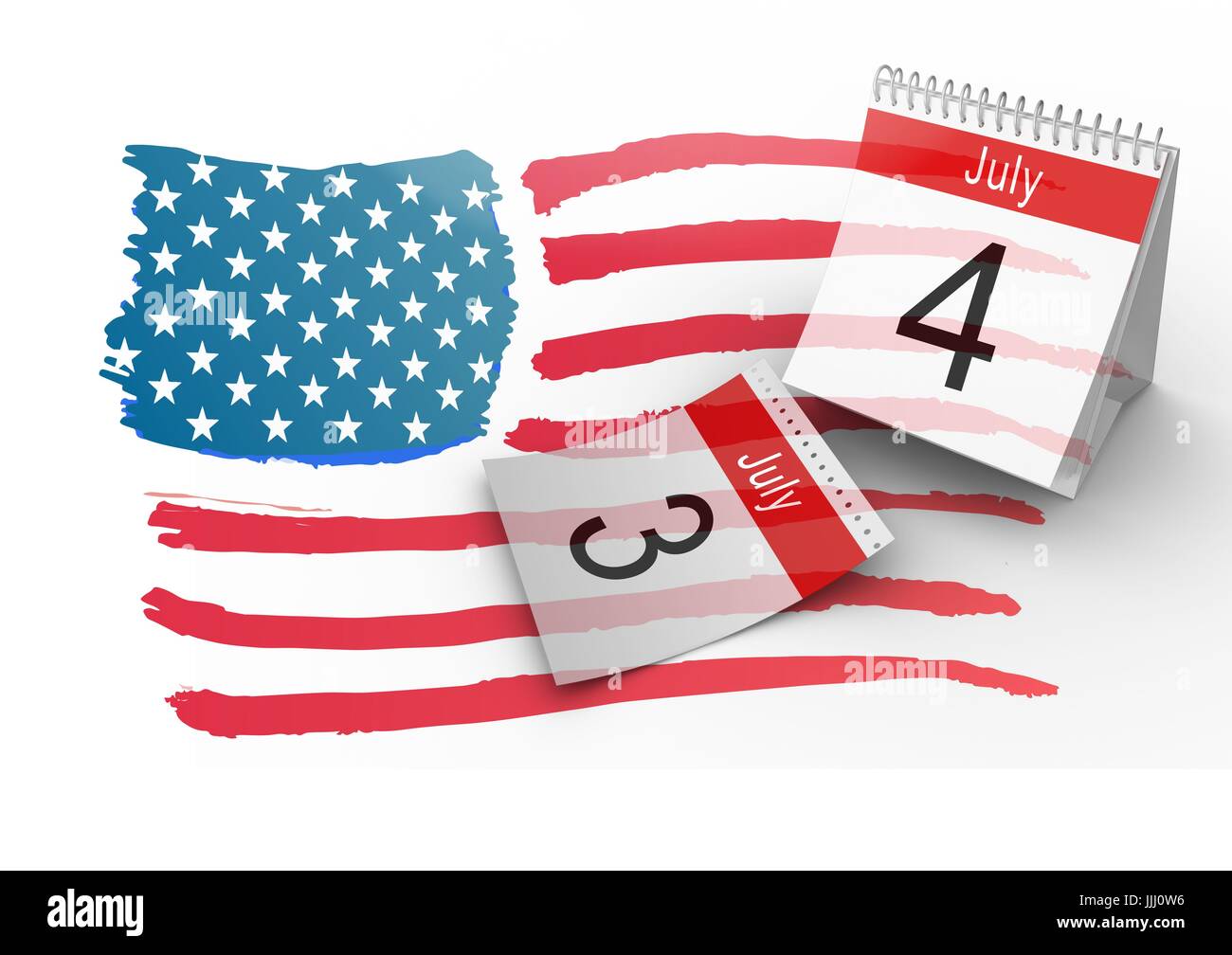 4 juillet Calendrier avec appelée drapeau américain Banque D'Images