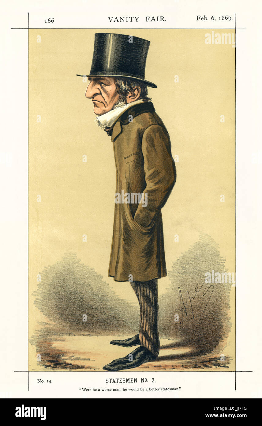 William Gladstone - portrait debout. Vanity Fair caricature de Ape (de son vrai nom Carlo Pellegrini, 1839-1889). Sous-titre suivant "tatesmen n°2 : s'il était un homme, pire encore il serait un meilleur homme d'Etat", en date du 6 février 1869. WG, Premier ministre de Grande-Bretagne : 29 décembre 1809 - 19 mai 1898. Banque D'Images