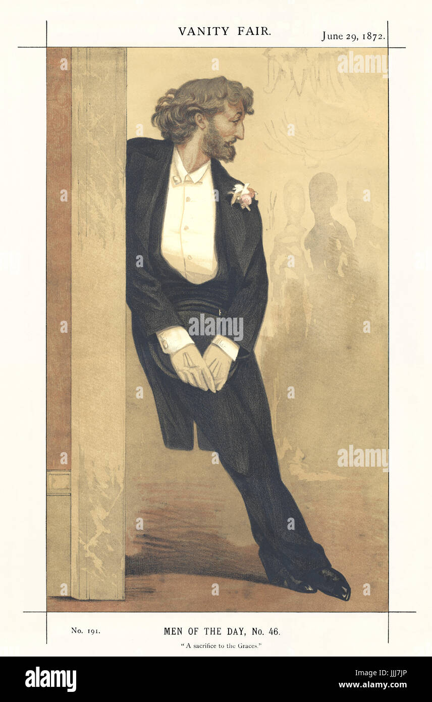 Frederick Leighton - portrait debout. Caricature de Vanity Fair Coide (de son vrai nom James Jacques Tissot, 1836-1902). Sous-titre suivant "Les hommes du jour, n° 46 : un sacrifice pour les grâces.", datée du 29 juin 1872. FL : sculpteur et peintre de la musique classique, des sujets historiques et bibliques : 3 décembre 1830 - 25 janvier 1896. Banque D'Images