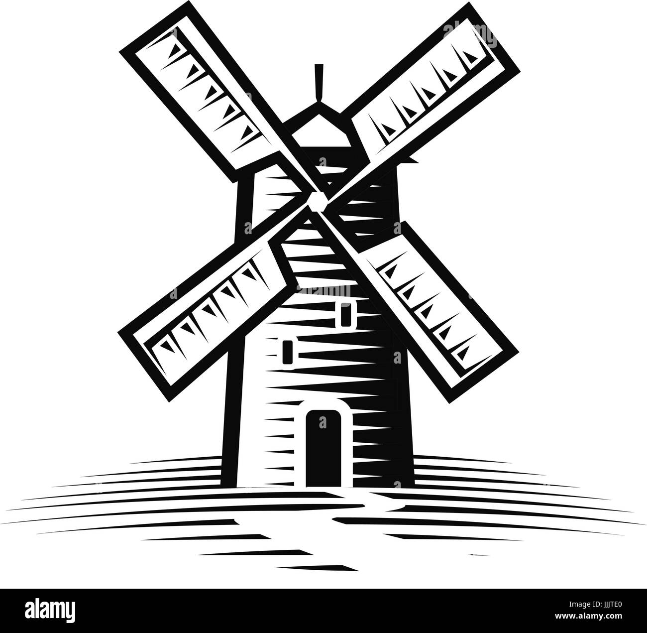 Mill, moulin logo ou label. La farine, l'icône de boulangerie. Vector illustration Illustration de Vecteur