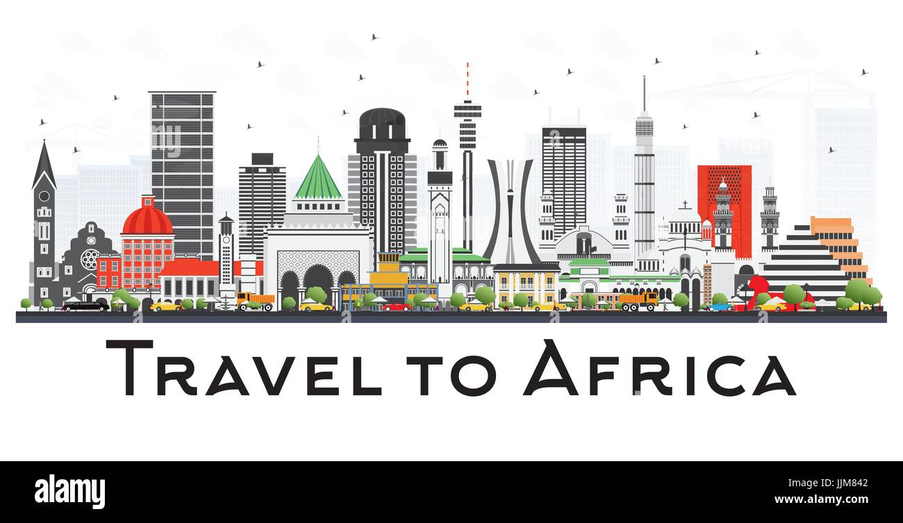 L'Afrique se dressent les monuments célèbres. Vector Illustration. Les voyages d'affaires et tourisme Concept. Droit de présentation, bannière, un placard et site Web. Illustration de Vecteur