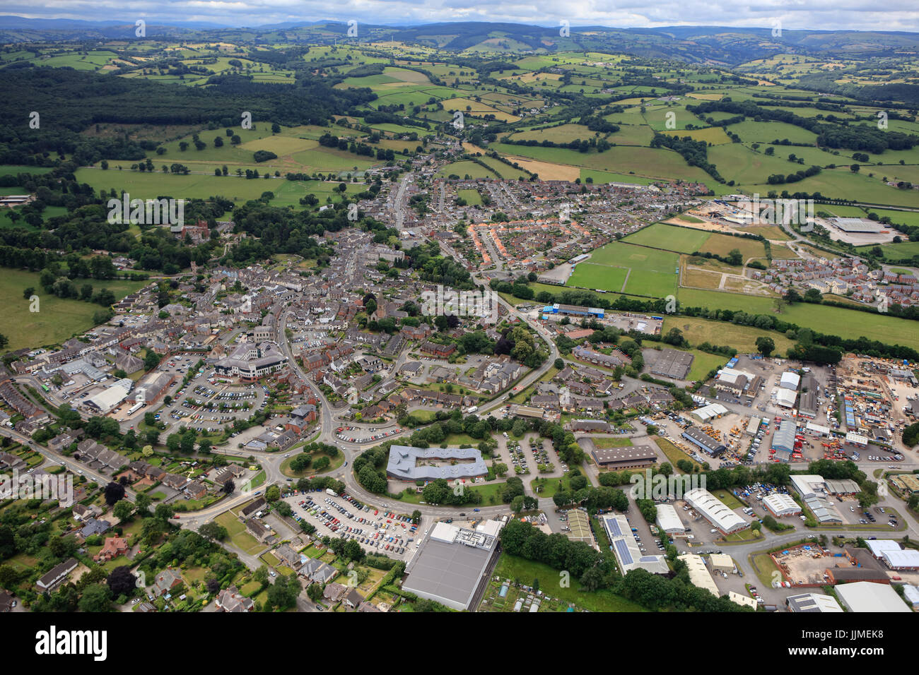 Une vue aérienne de Ruthin, la ville du comté de Denbighshire au Pays de Galles Banque D'Images