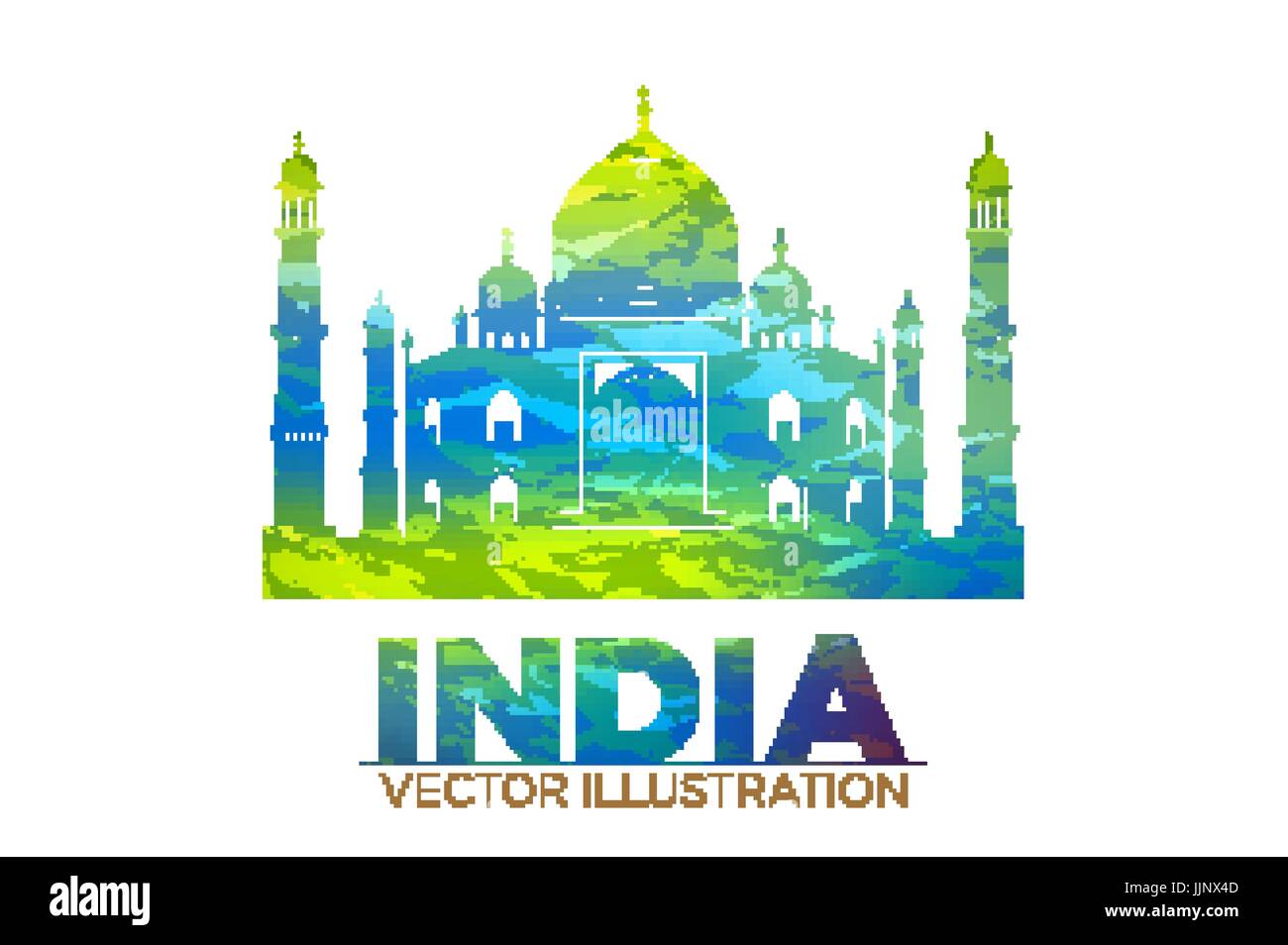 Merveille du Monde rétro de Taj Mahal Palace en Inde art Illustration vectorielle Illustration de Vecteur