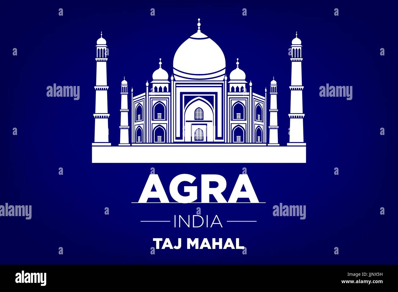 Agra Taj Mahal inde vector art fond bleu Illustration de Vecteur