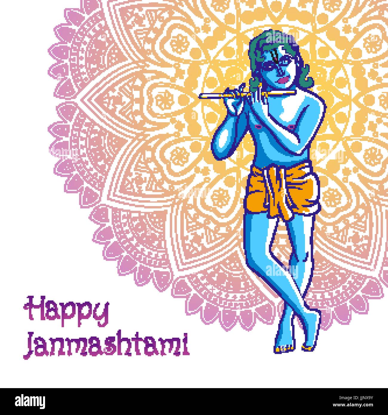 Jeune dieu hindou le Seigneur Krishna. Happy janmashtami vector art Illustration de Vecteur