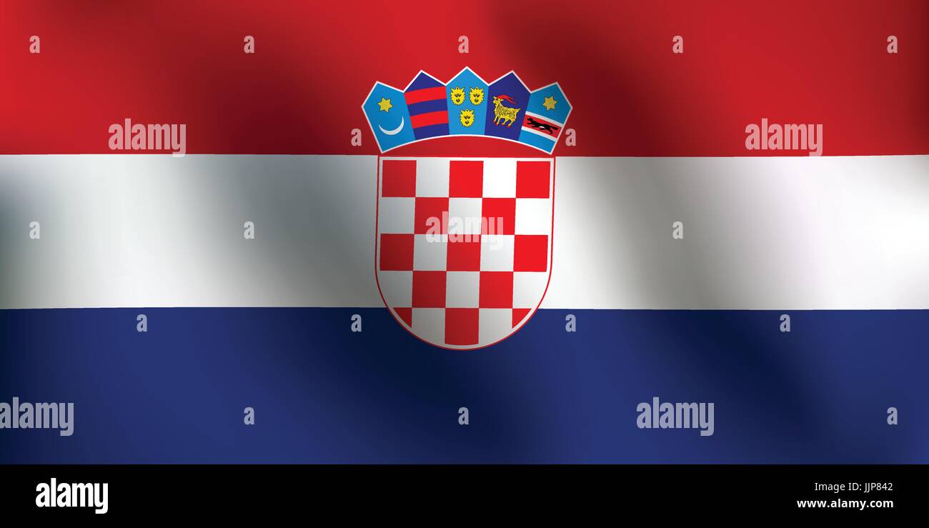 Pavillon de la Croatie avec un peu de forme, l'ombrage et du drapeau Couleurs couches séparées - Vector Illustration Illustration de Vecteur