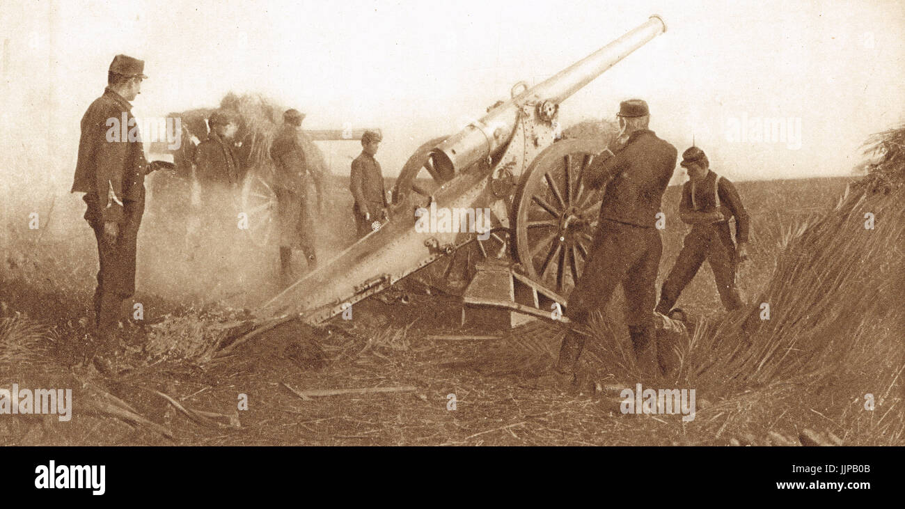 L'équipage d'artillerie française en action, 1915 Banque D'Images