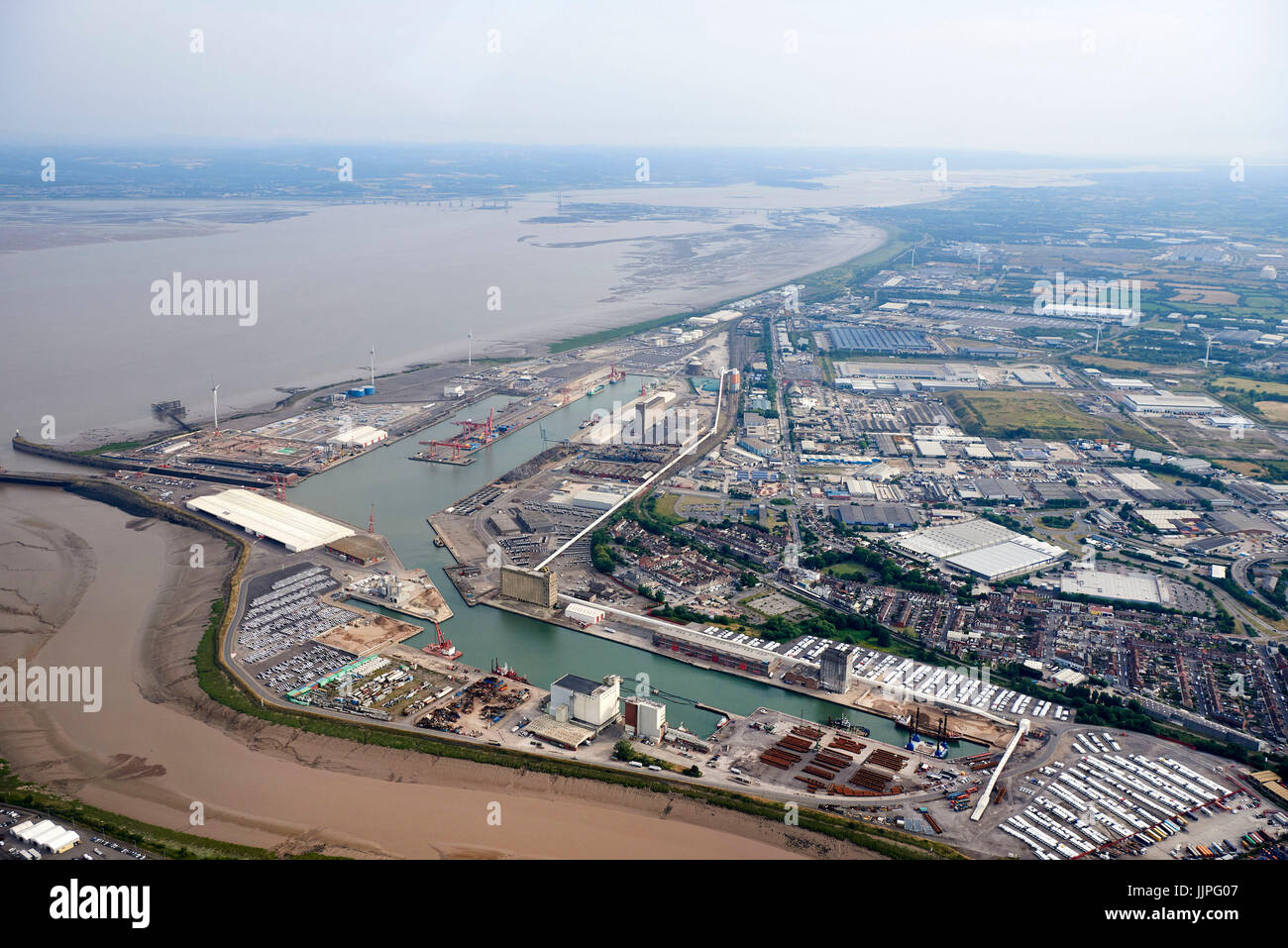Une vue aérienne d'Avonmouth Docks, Bristol, Angleterre du Sud-Ouest, Royaume-Uni Banque D'Images