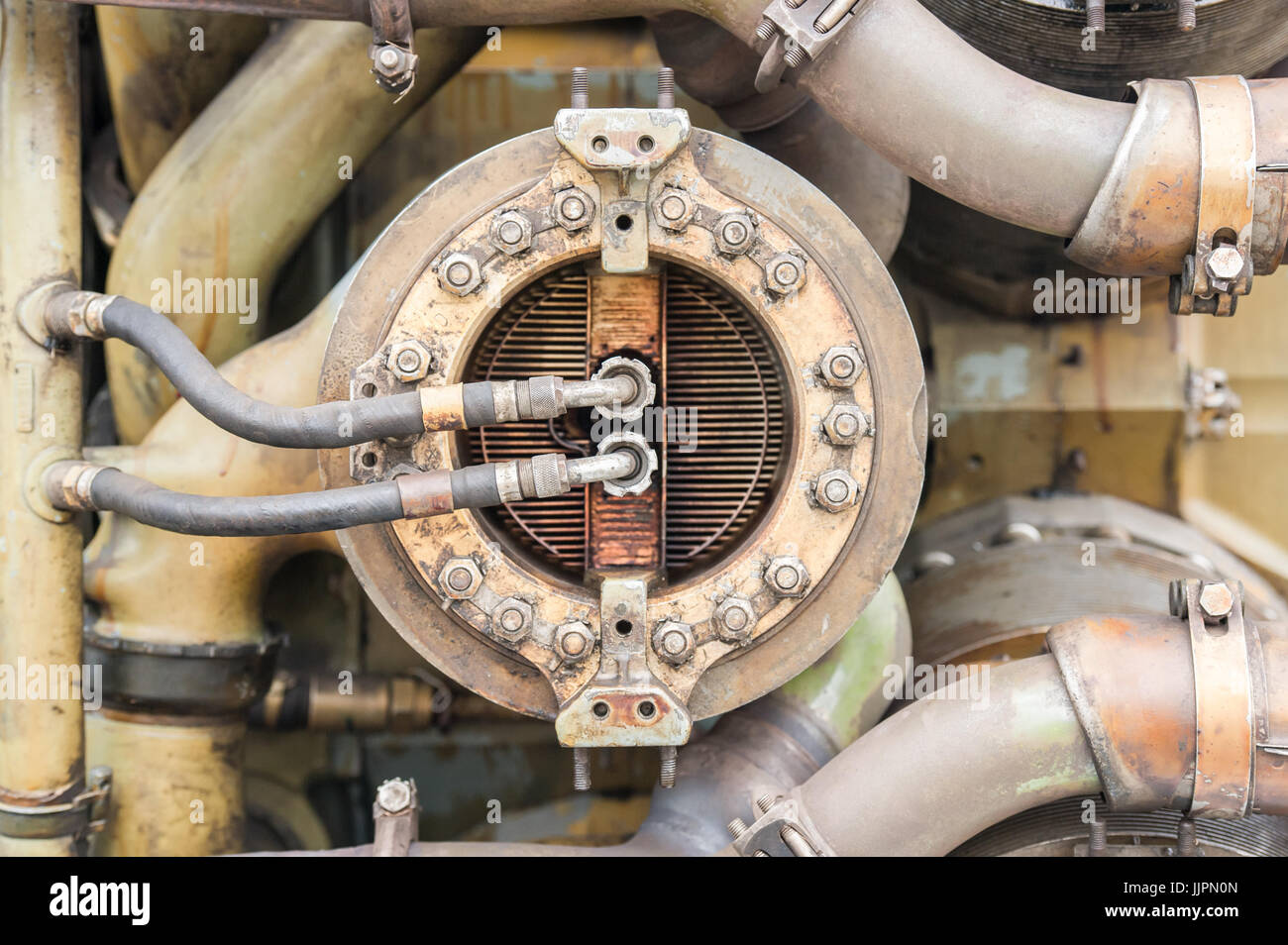 Vintage ww2 moteur à pistons d'aéronefs closeup Banque D'Images