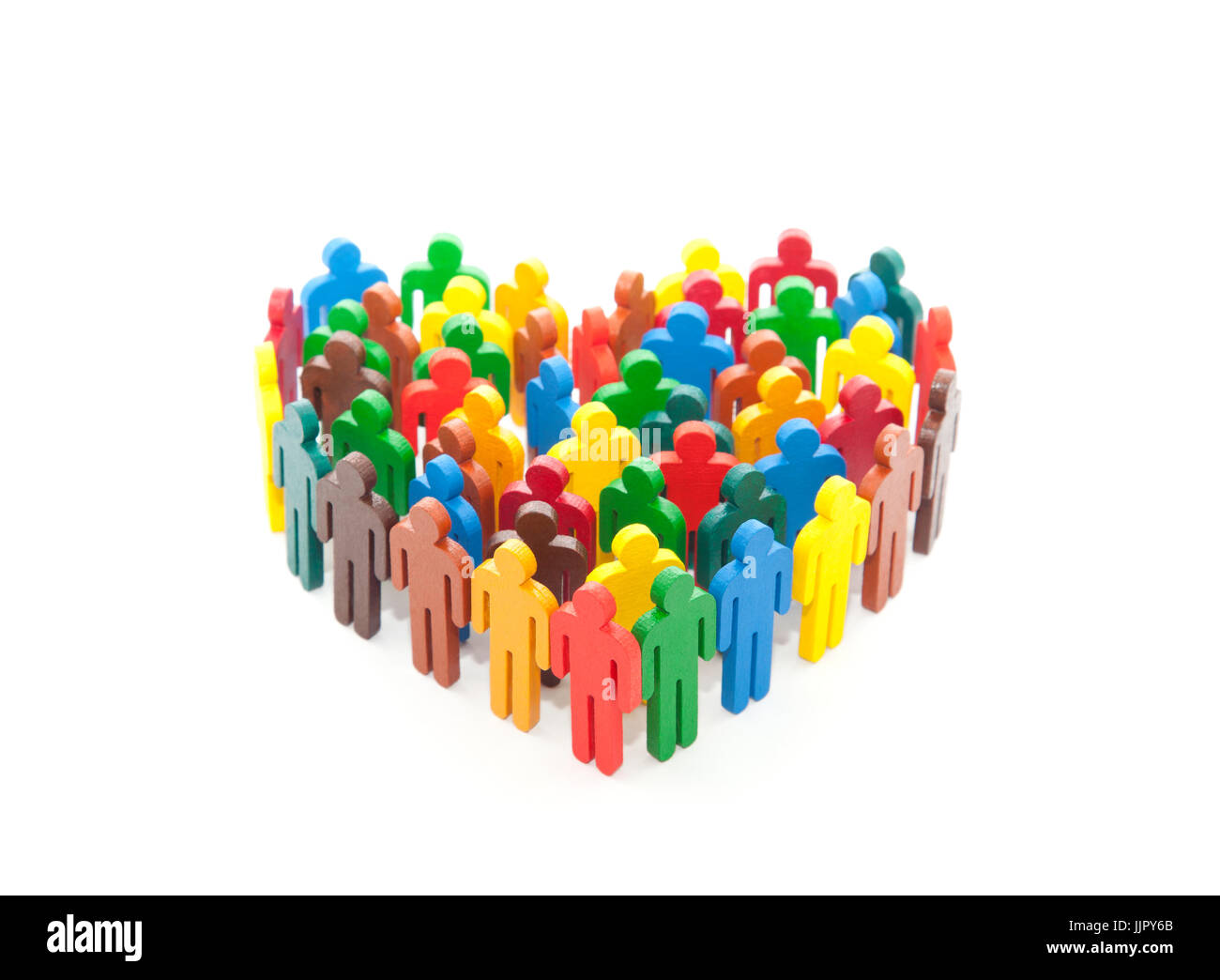 Groupe de personnes peint coloré les figures en forme de cœur Banque D'Images