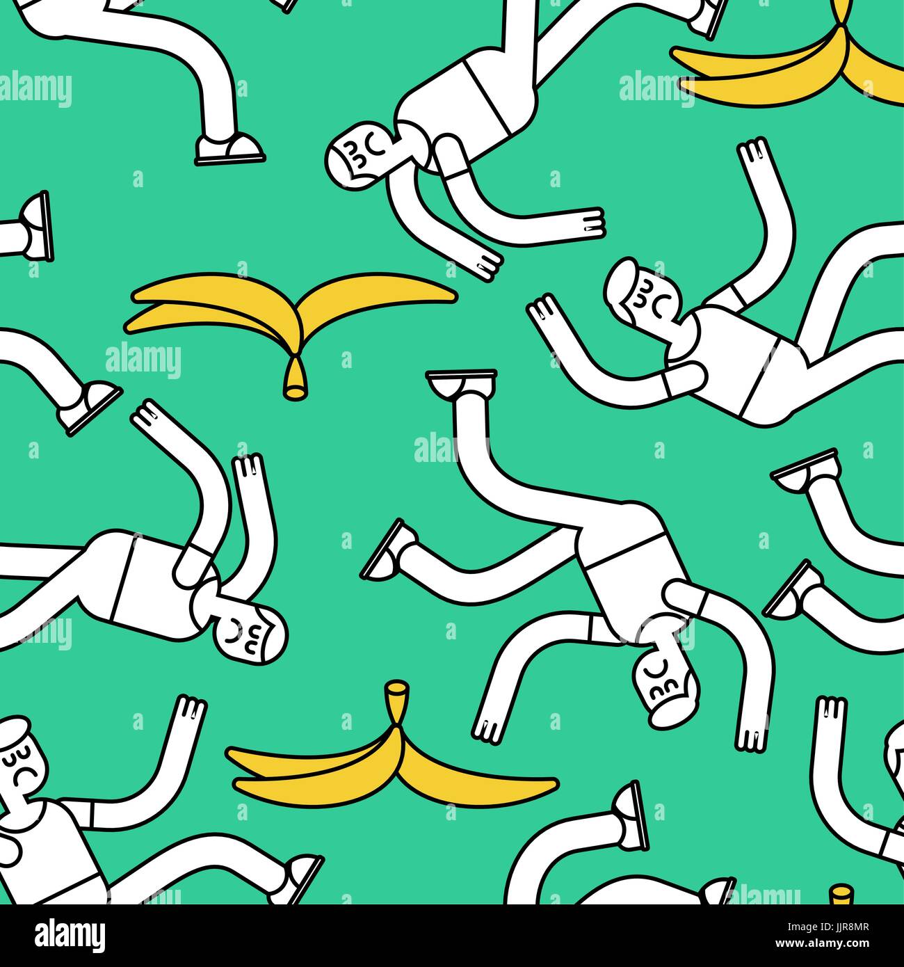 Tomber sur une banane. Sur fond de peau de banane. guy face l'ornement. Homme est tombé de la texture Illustration de Vecteur