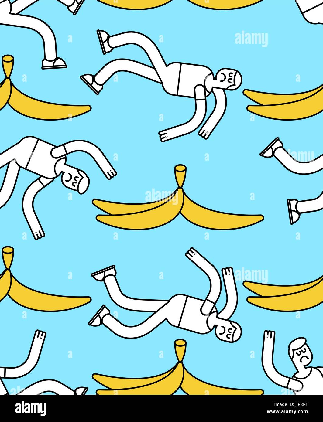 Tomber sur une banane. Sur fond de peau de banane. guy face l'ornement. Homme est tombé de la texture Illustration de Vecteur