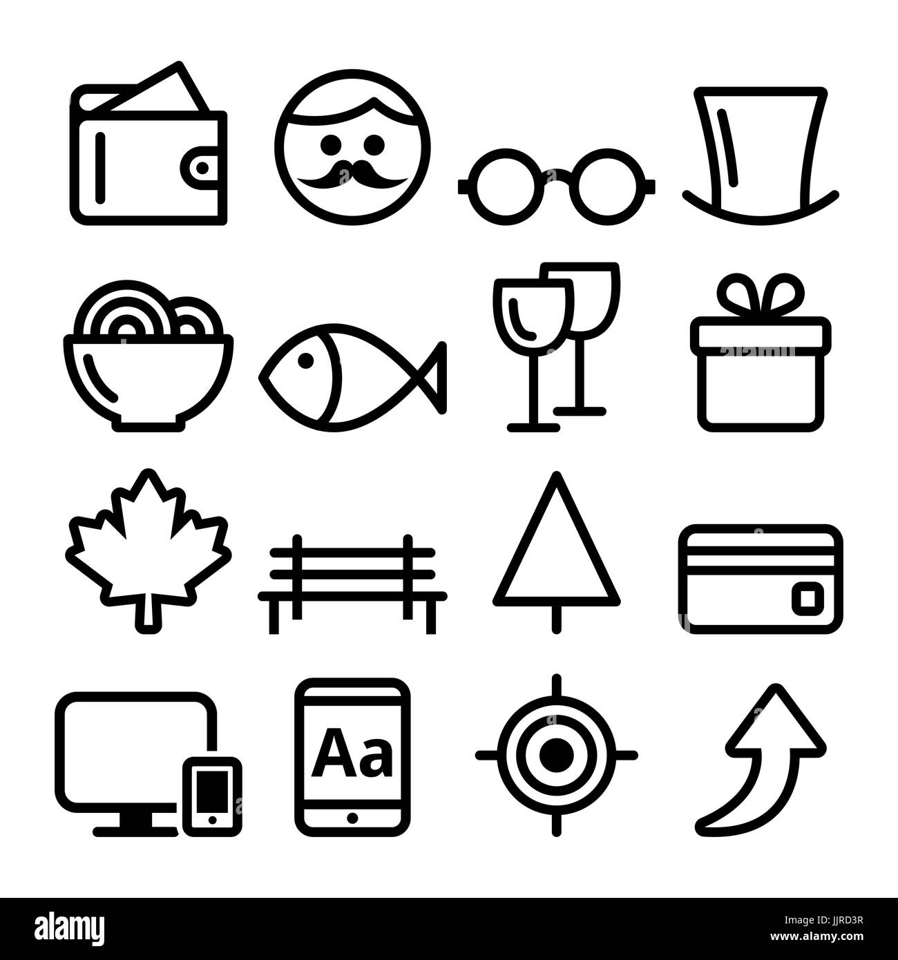 La ligne web icon set, Site Web design plat navigation icon collection Illustration de Vecteur