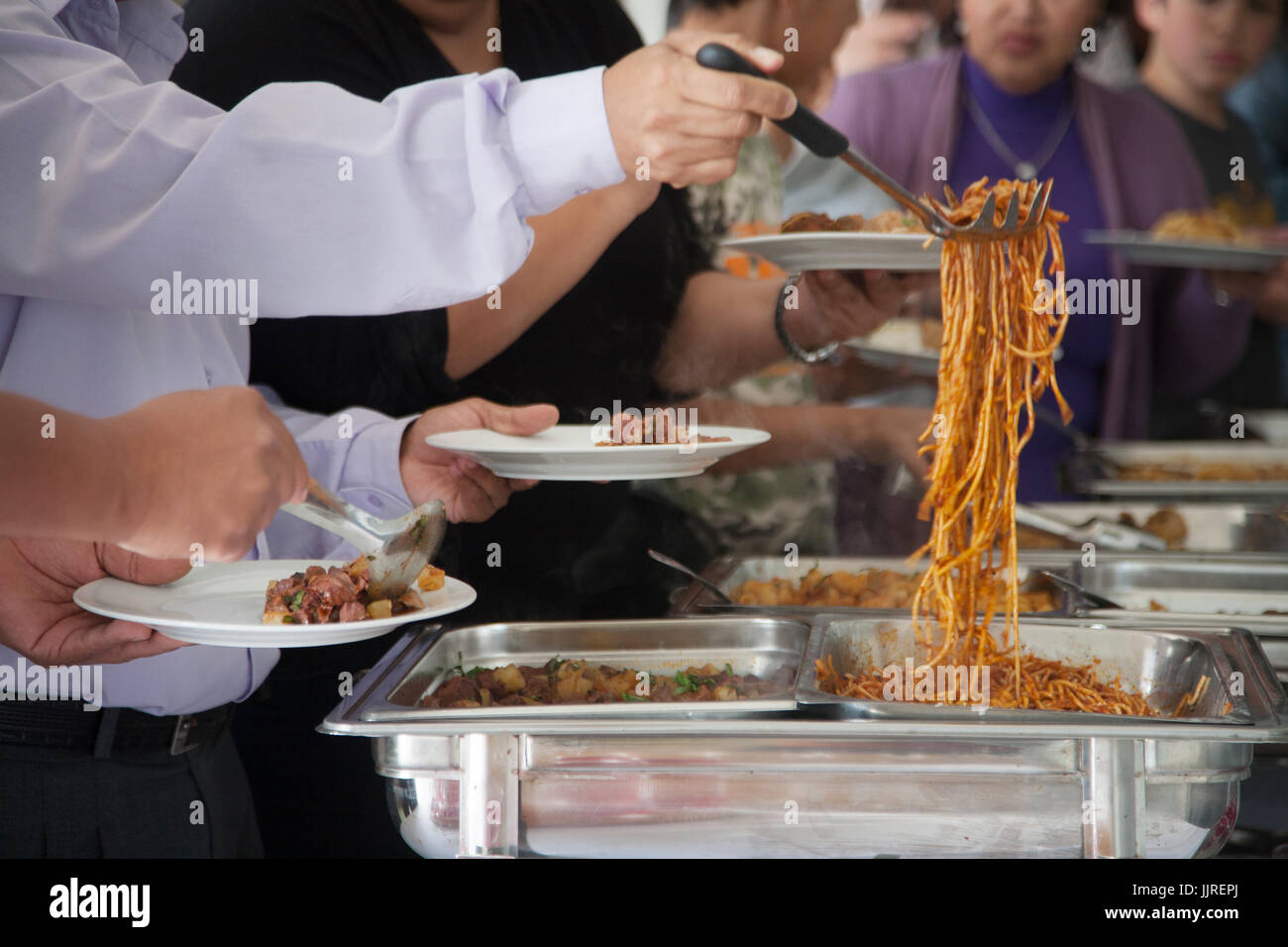 Lima est la capitale culinaire de l'Amérique du Sud. La ville offre de multiples Vous pouvez manger les buffets étaient vous pouvez essayer la vaste gamme de gastronomie péruvienne Banque D'Images