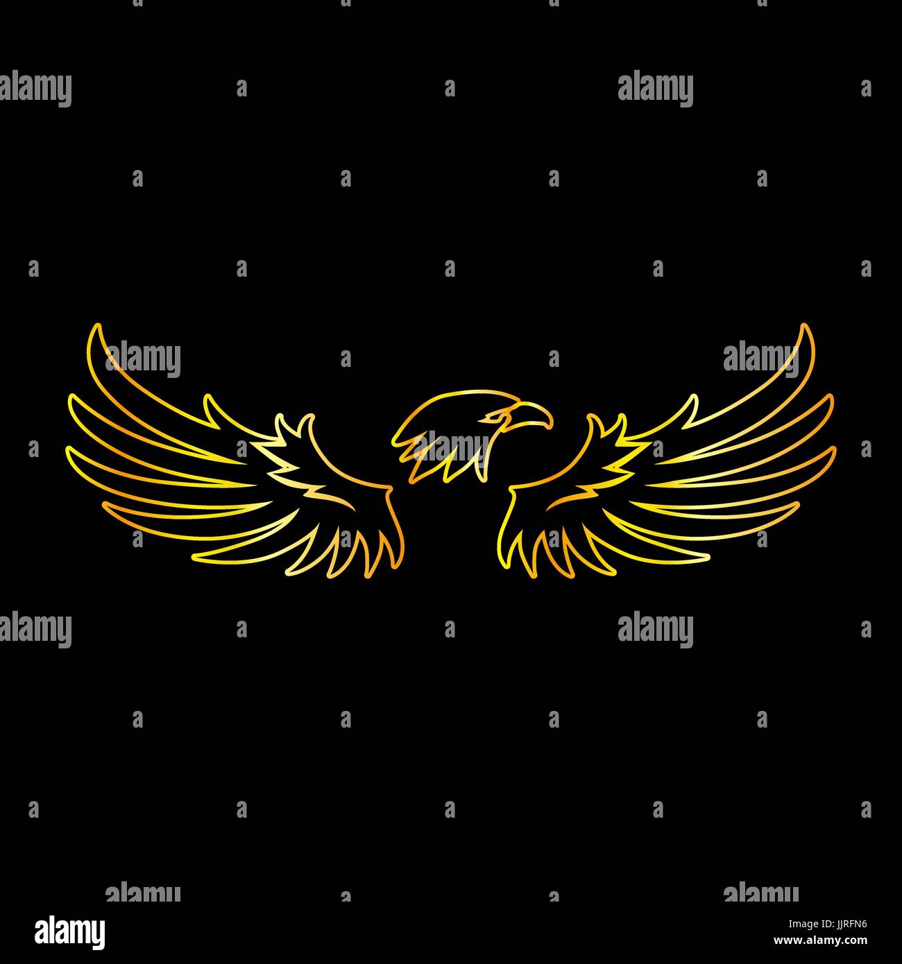 Golden Line Eagle avec fond noir, Vecteur, illustration Illustration de Vecteur