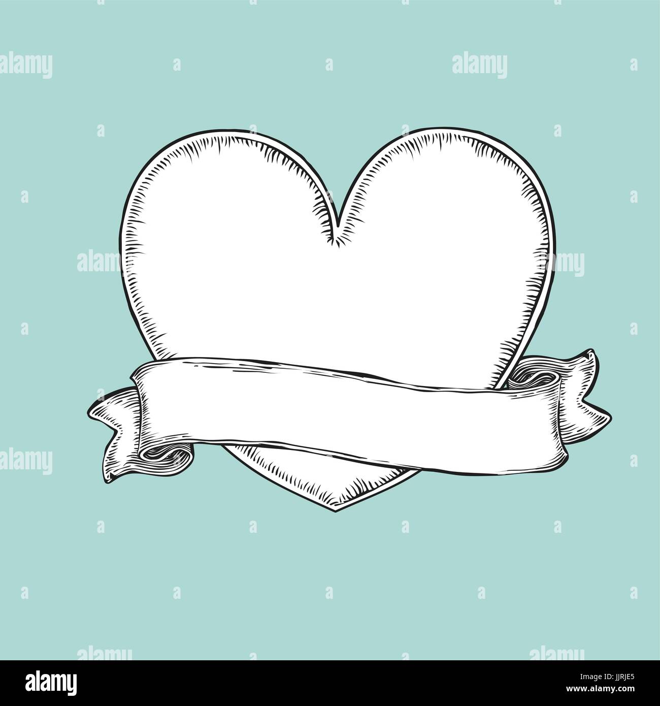 Ruban Vintage plus de cœur. Illustration modèle tatouage Illustration de Vecteur