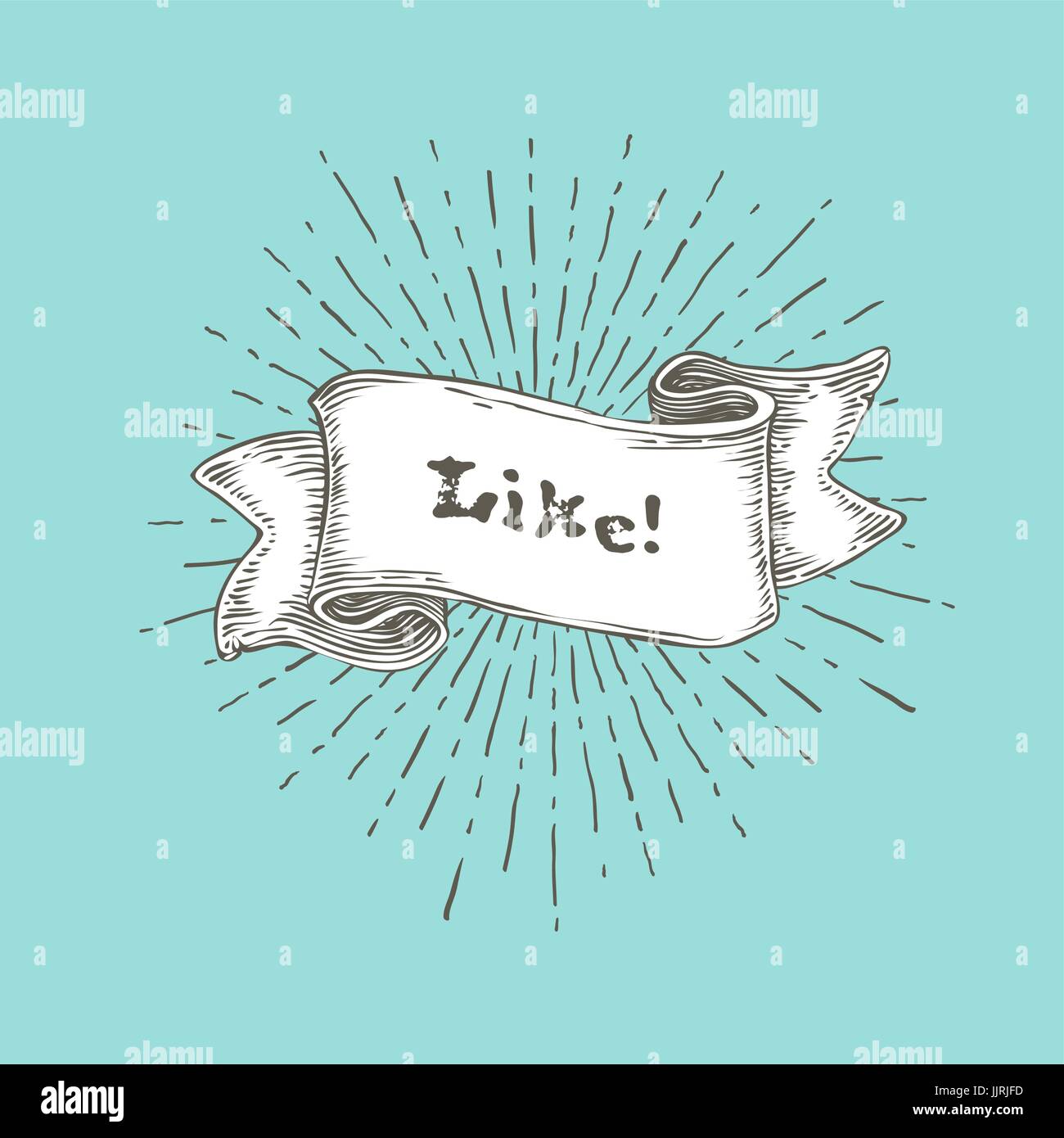 Comme ! Mot sur ruban vintage bannière avec le texte et les rayons. Retro design dessiné à la main sur fond bleu. Vector Illustration Illustration de Vecteur