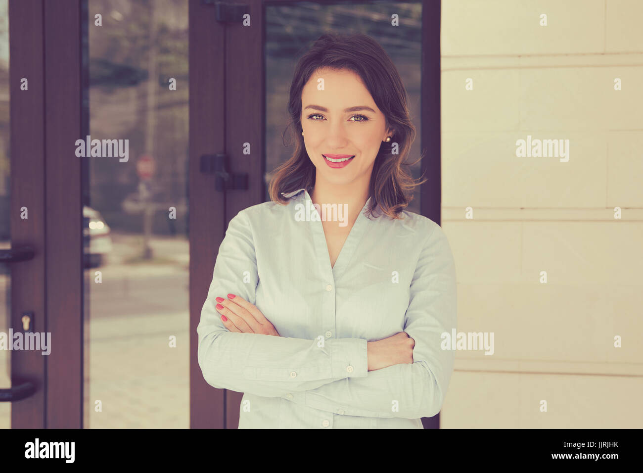 Femme de l'agent immobilier attrayant Banque D'Images