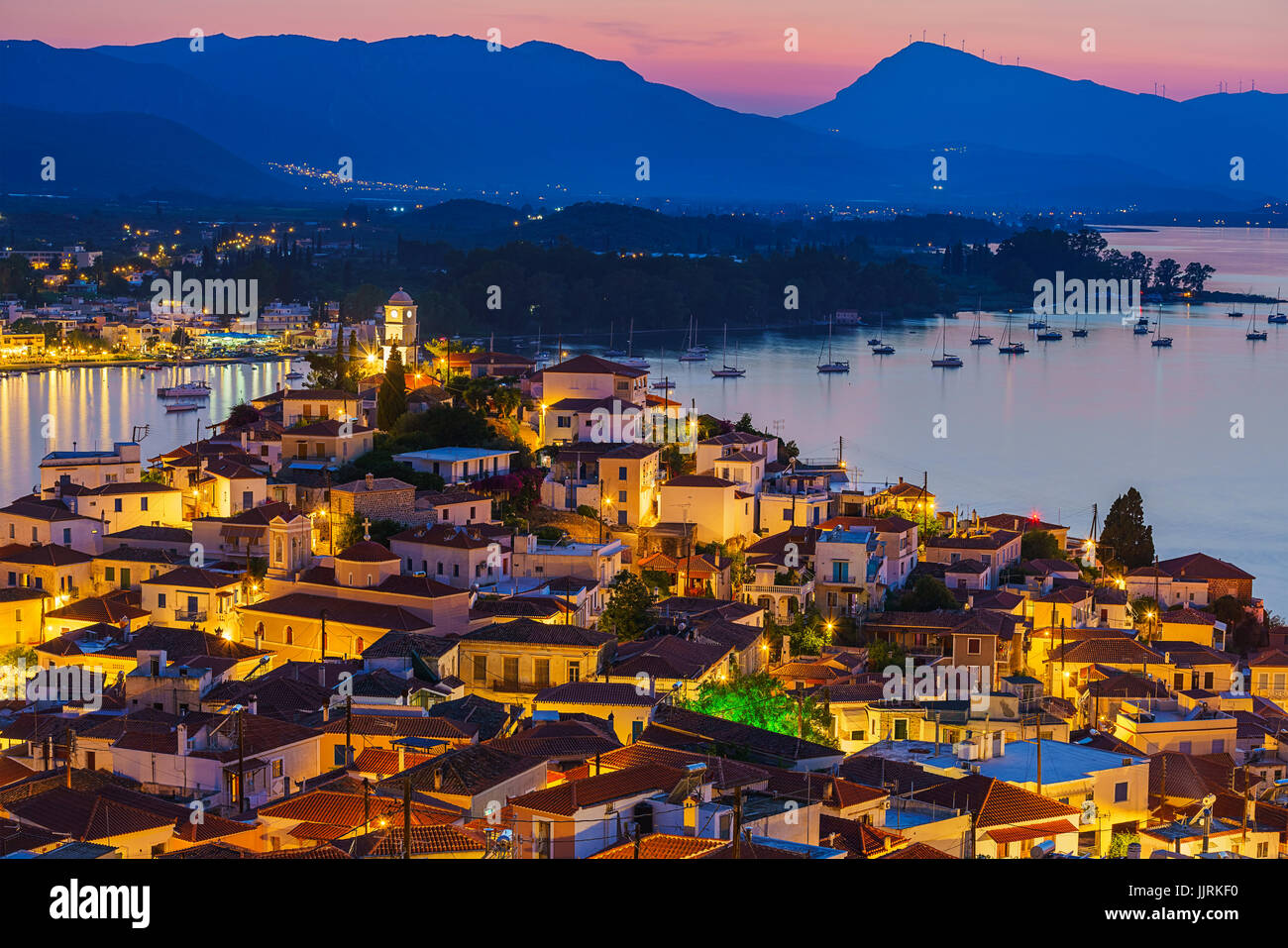 Poros la nuit, Grèce Banque D'Images