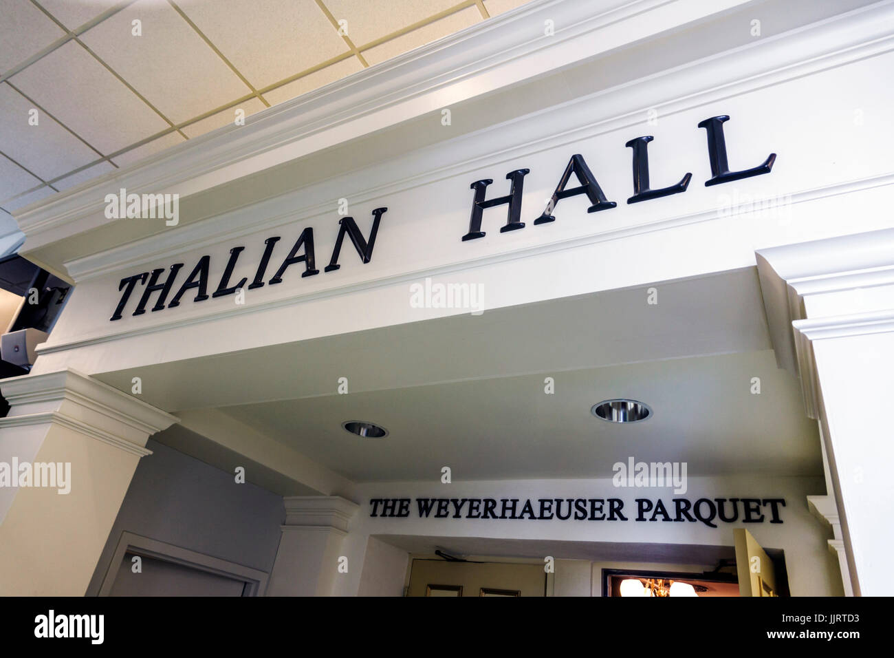 Wilmington Caroline du Nord, North 3rd Street, quartier historique, Thalian Hall Centre for the Performing Arts, théâtre, théâtre, panneau d'entrée, NC170518026 Banque D'Images