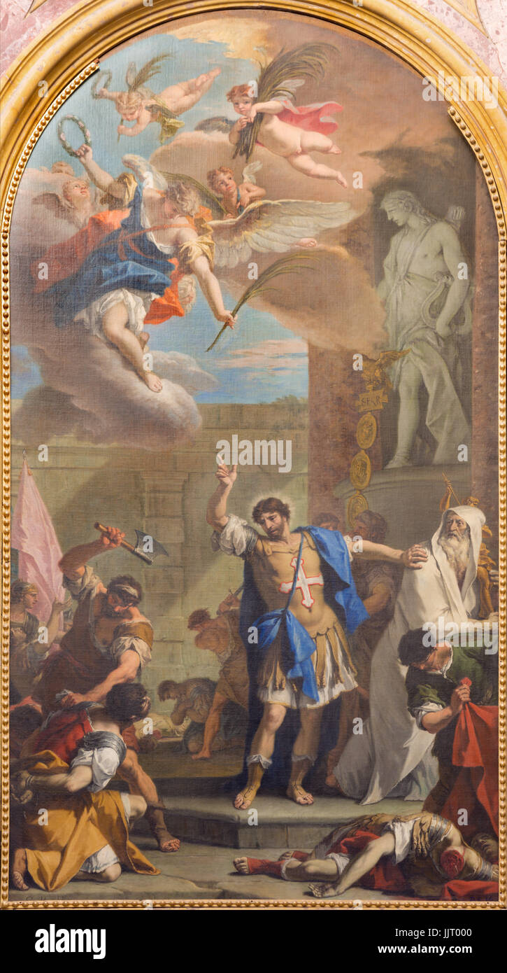 TURIN, ITALIE - 14 mars 2017 : la peinture de Sanit Maurice dans l'église basilique de Suprega par Sebastiano Ricci da Belluno (1659 - 1734). Banque D'Images