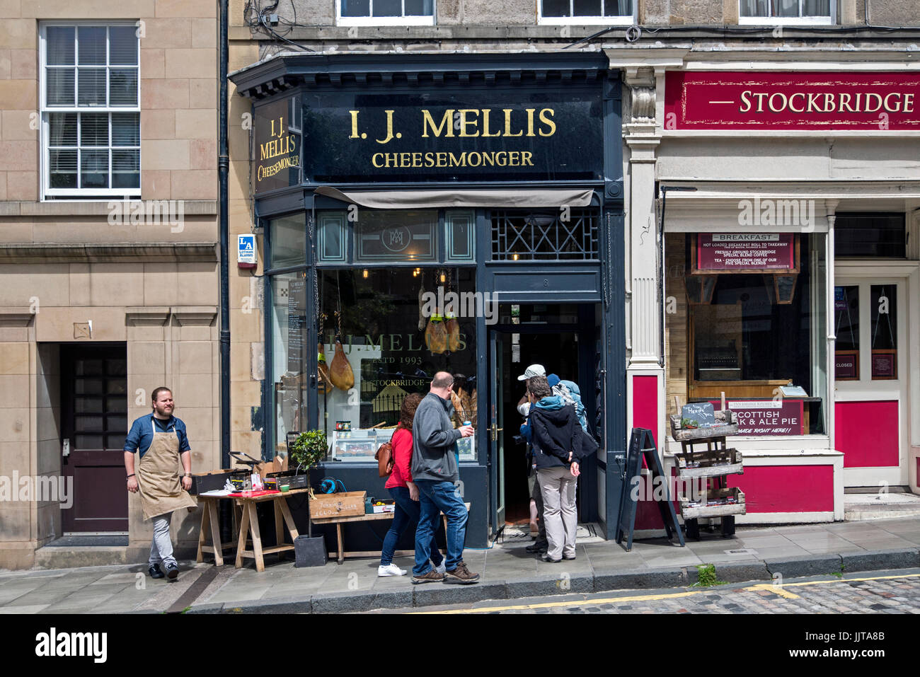 I J Mellis cheesemonger's shop à Stockbridge, Édimbourg, Écosse, Royaume-Uni. Banque D'Images