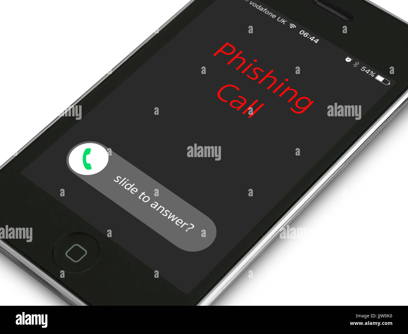 Concept Image - Phishing sur appel entrant de l'écran du téléphone mobile iPhone Banque D'Images