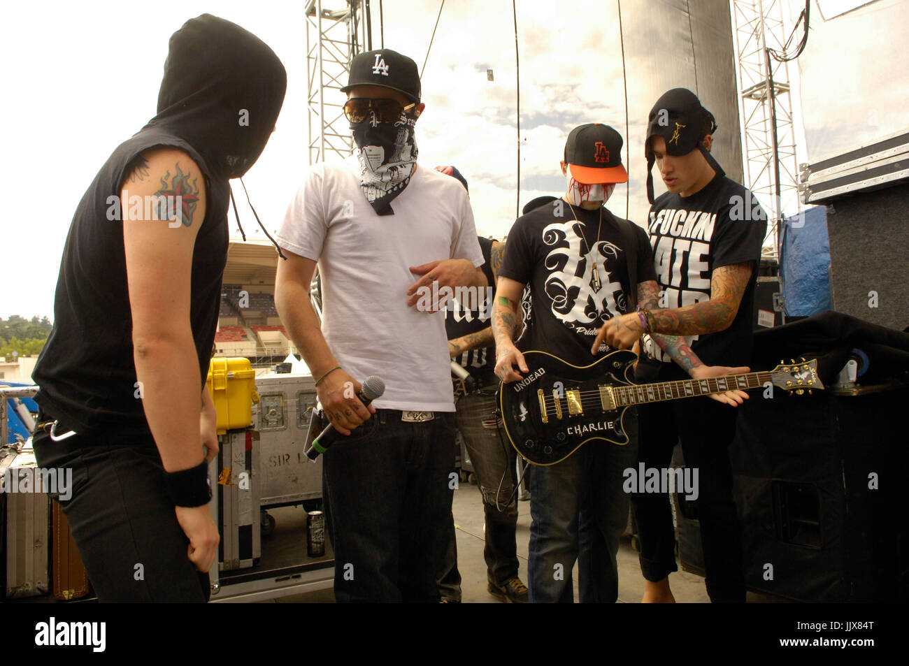 Hollywood Undead backstage 2009 épicentre pomona pomona fairplex kroq. Banque D'Images