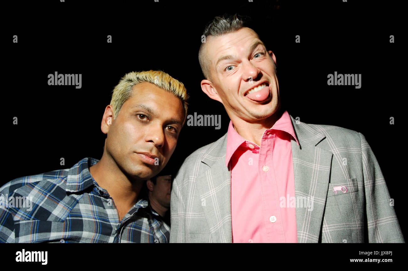 Tony Kanal Adrian Young sans doute portrait exclusif 2008 festival Coachella Indio. Banque D'Images