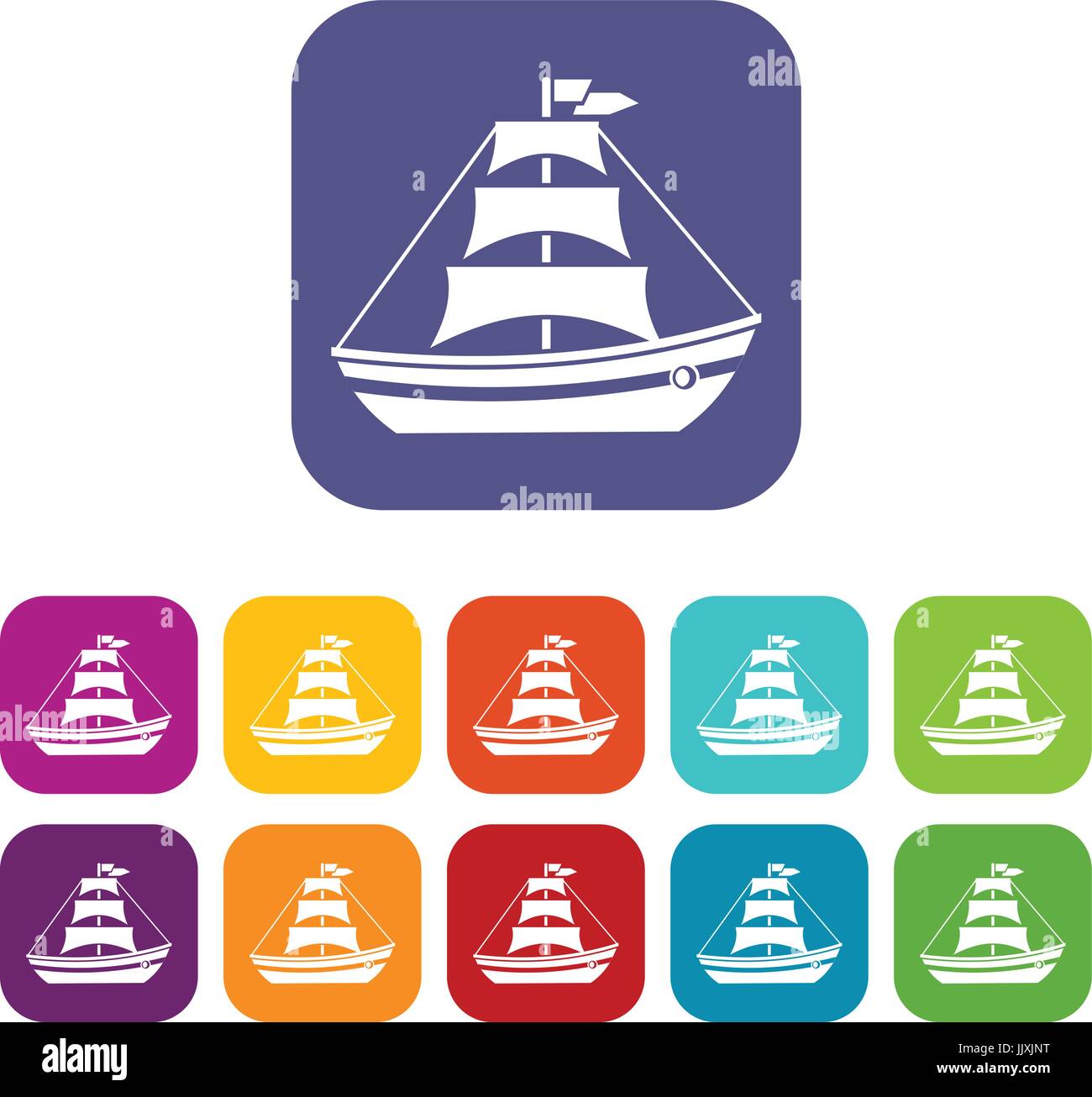 Bateau à voiles icons set Illustration de Vecteur