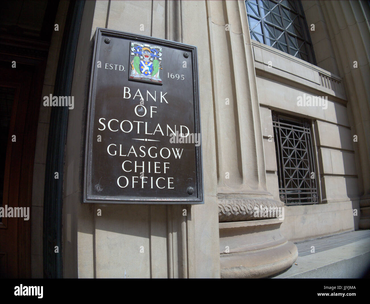 Vintage Bank of Scotland Glasgow Bureau chef signe sur l'ancien bâtiment Banque D'Images