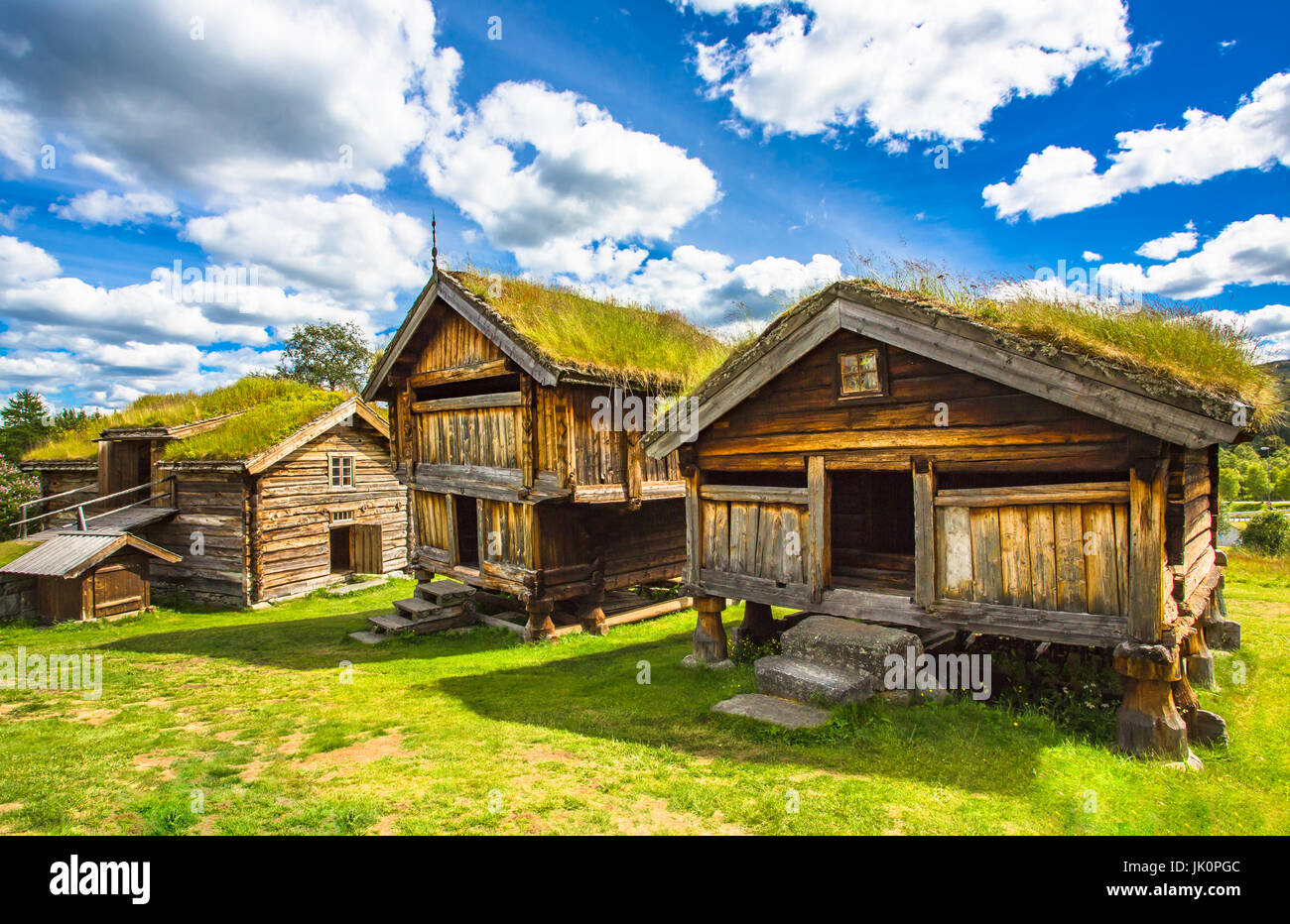 Vieilles maisons traditionnelle norvégienne. Geilo, Norvège. Banque D'Images
