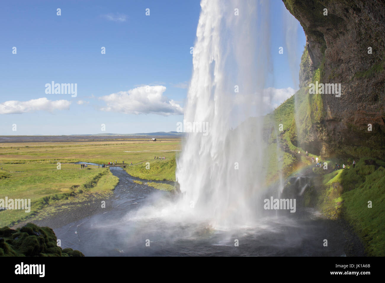 Cascade de Seljalandsfoss, sur la côte sud de l'Islande Banque D'Images