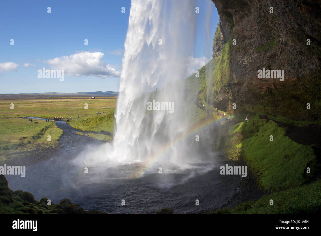 Cascade de Seljalandsfoss, sur la côte sud de l'Islande Banque D'Images