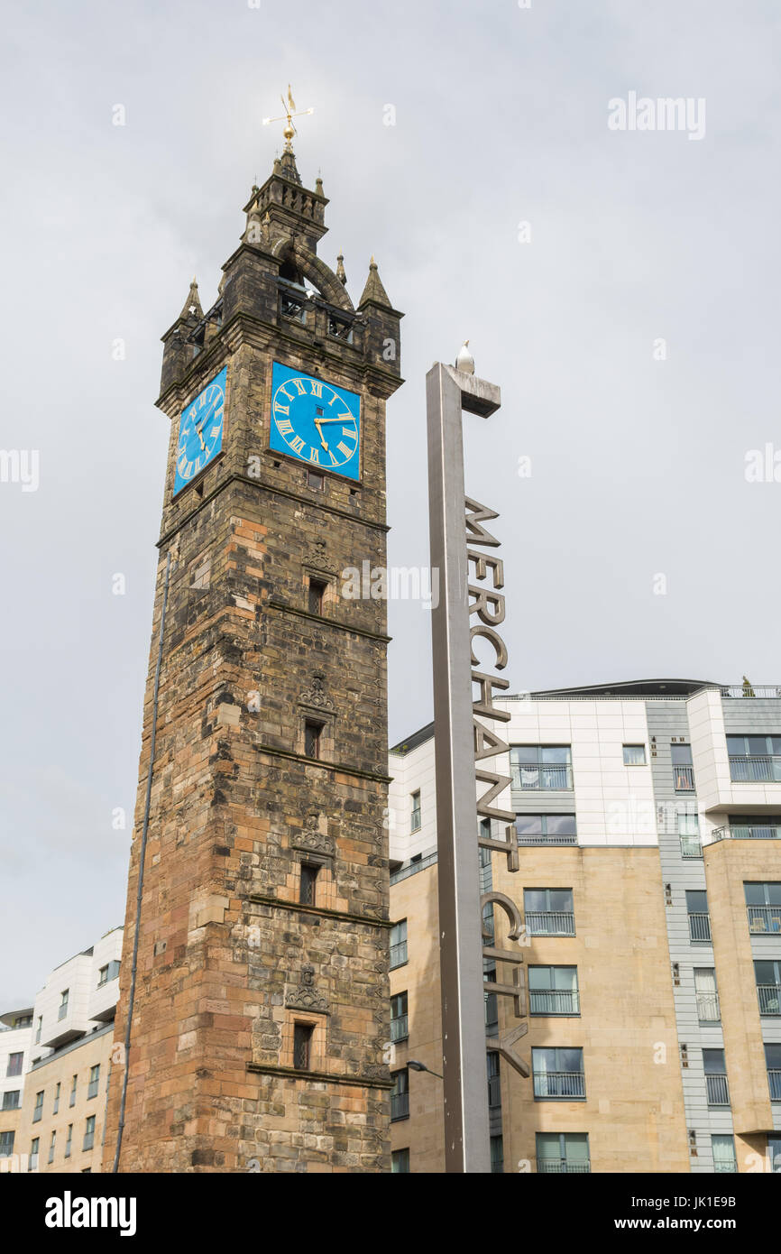 Tolbooth clocher, Glasgow Cross, Merchant City, Glasgow, Écosse, Royaume-Uni Banque D'Images