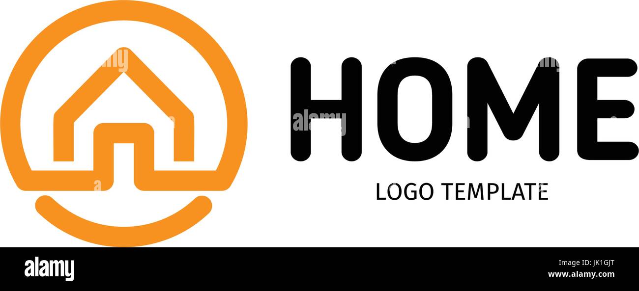 Accueil logo vector linéaire. Chambre Smart art ligne logo orange et noir. Icône Description l'immobilier. Illustration de Vecteur