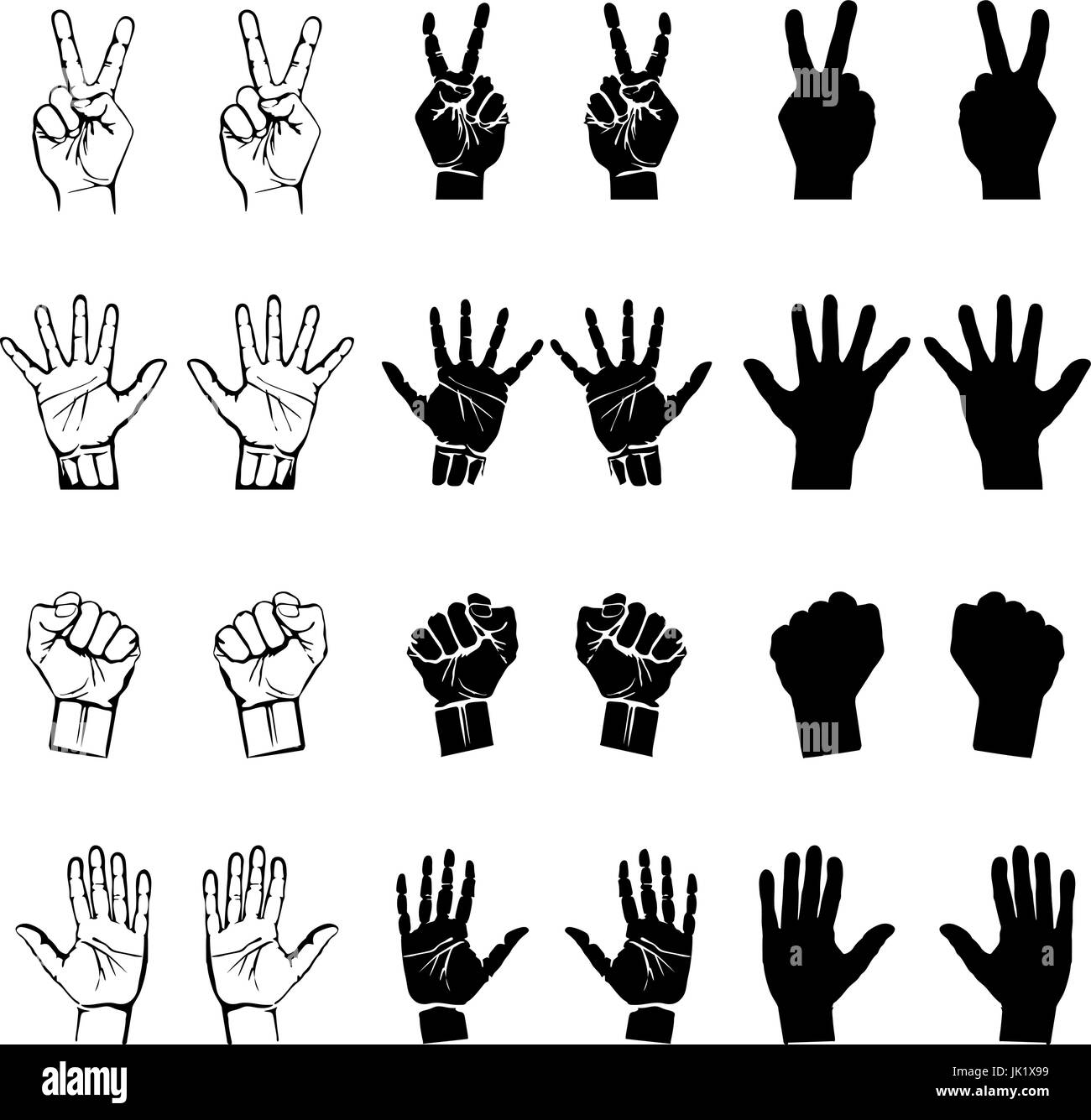 Ouvrir les mains vides maintenant protéger les gestes donnant icons set isolated vector illustration Illustration de Vecteur