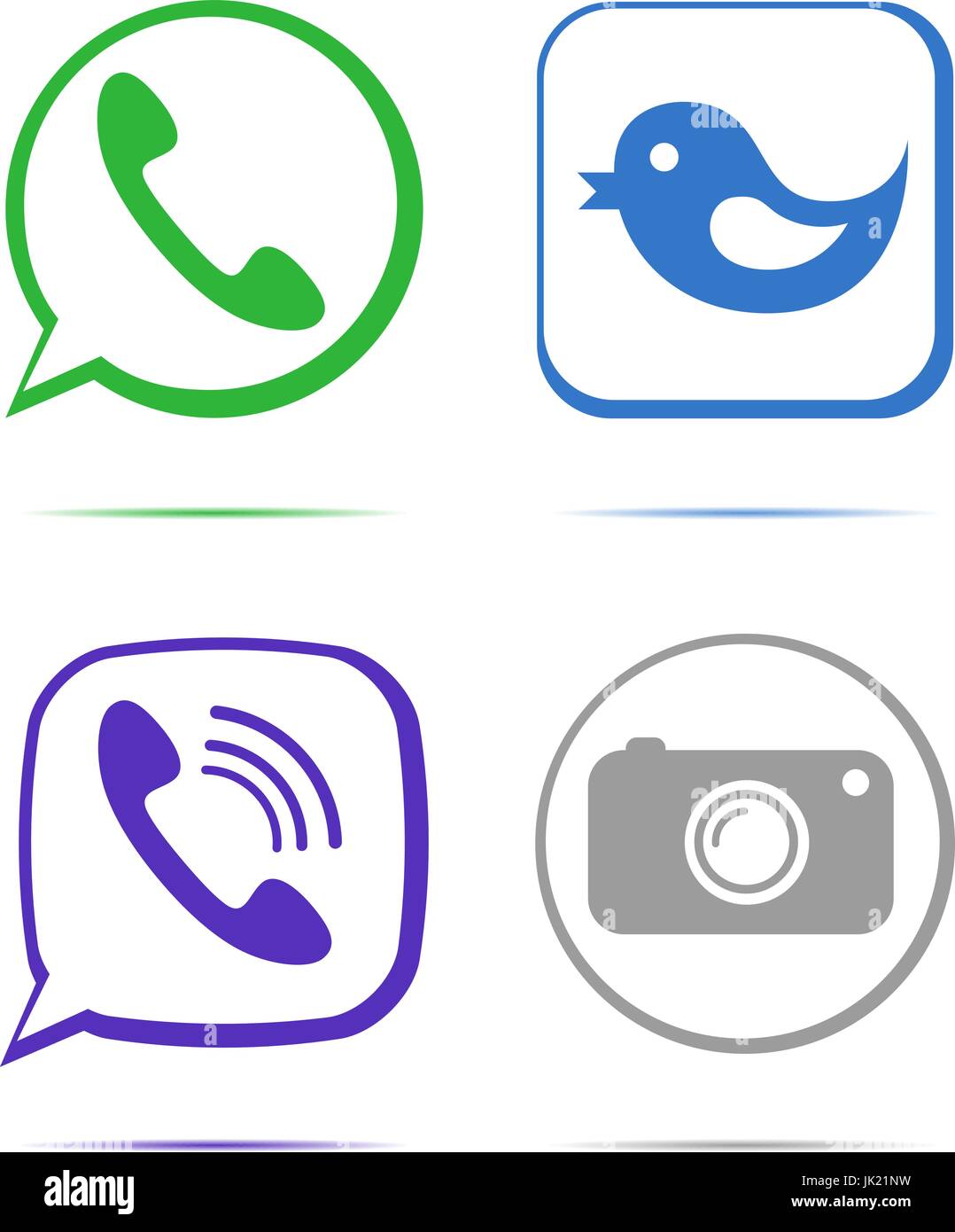 Télévision conçu vector icons de l'appareil photo numérique, comme symbole main, Thumbs up, Messenger et d'oiseaux combiné sur les médias sociaux, sites Web, interface Illustration de Vecteur